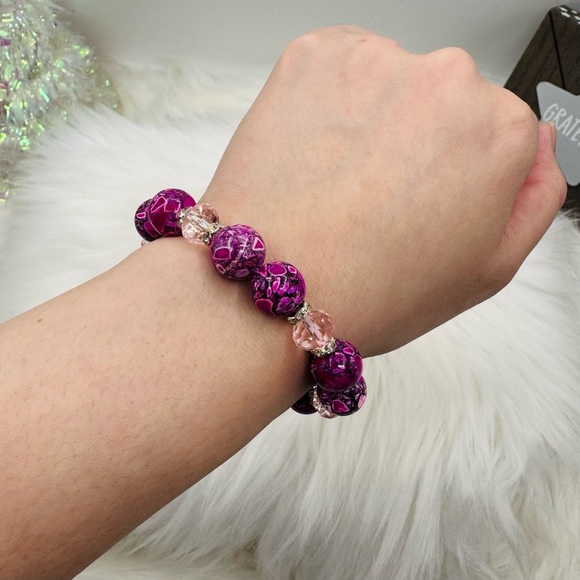 Colorful Beaded Glass Fashion Statement Stackable Bracelet Style 1 - Picture 2 of 6